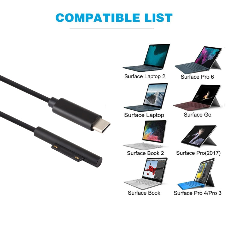 Câble de chargement USB-C pour Microsoft Surface Pro 1,5 m