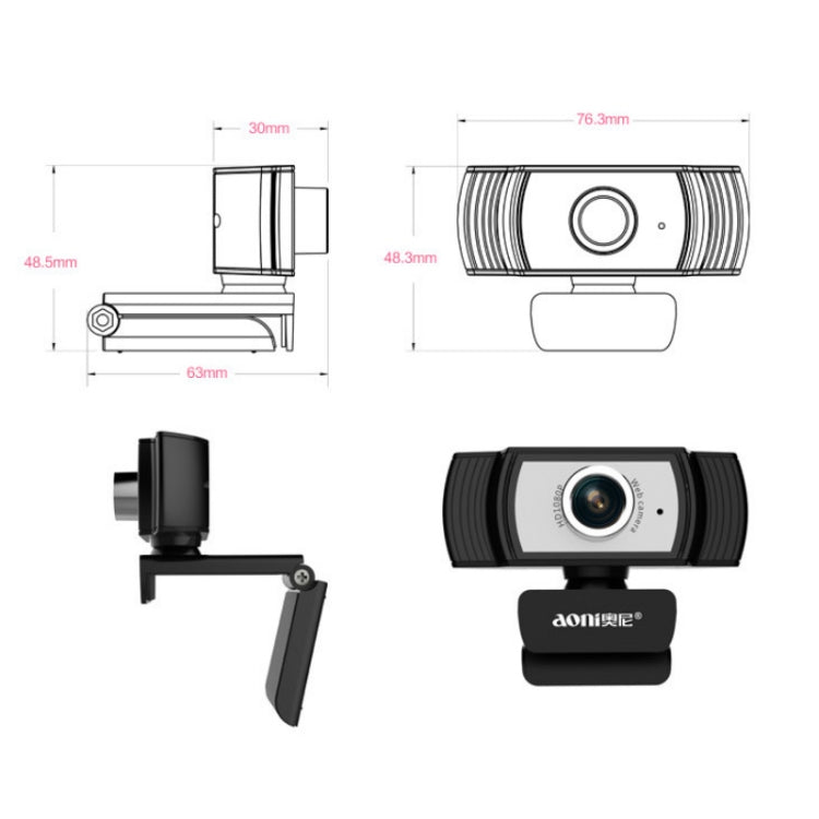 Webcam FHD 1080P Aoni C33 pour Gaming et Téléconférence