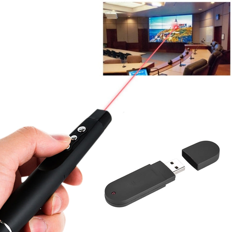 Stylo tournant de page PowerPoint laser sans fil 2,4 GHz Stylo de projection de présentation multimédia sans fil avec récepteur USB, distance de la télécommande: 30 m, 30m