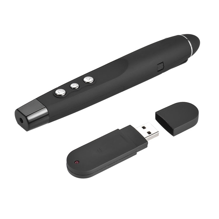 Stylo tournant de page PowerPoint laser sans fil 2,4 GHz Stylo de projection de présentation multimédia sans fil avec récepteur USB, distance de la télécommande: 30 m, 30m