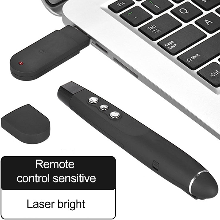 Stylo tournant de page PowerPoint laser sans fil 2,4 GHz Stylo de projection de présentation multimédia sans fil avec récepteur USB, distance de la télécommande: 30 m, 30m