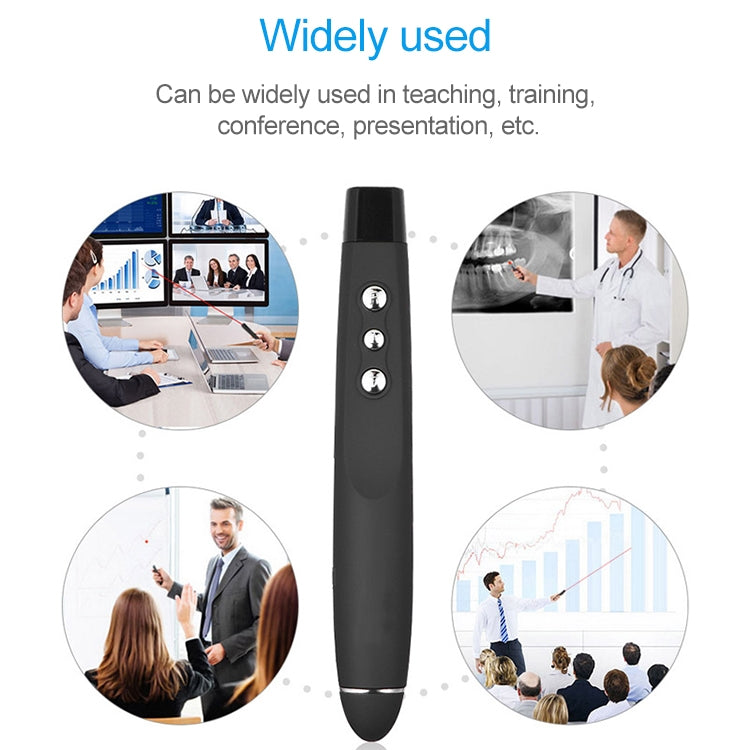 Stylo tournant de page PowerPoint laser sans fil 2,4 GHz Stylo de projection de présentation multimédia sans fil avec récepteur USB, distance de la télécommande: 30 m, 30m
