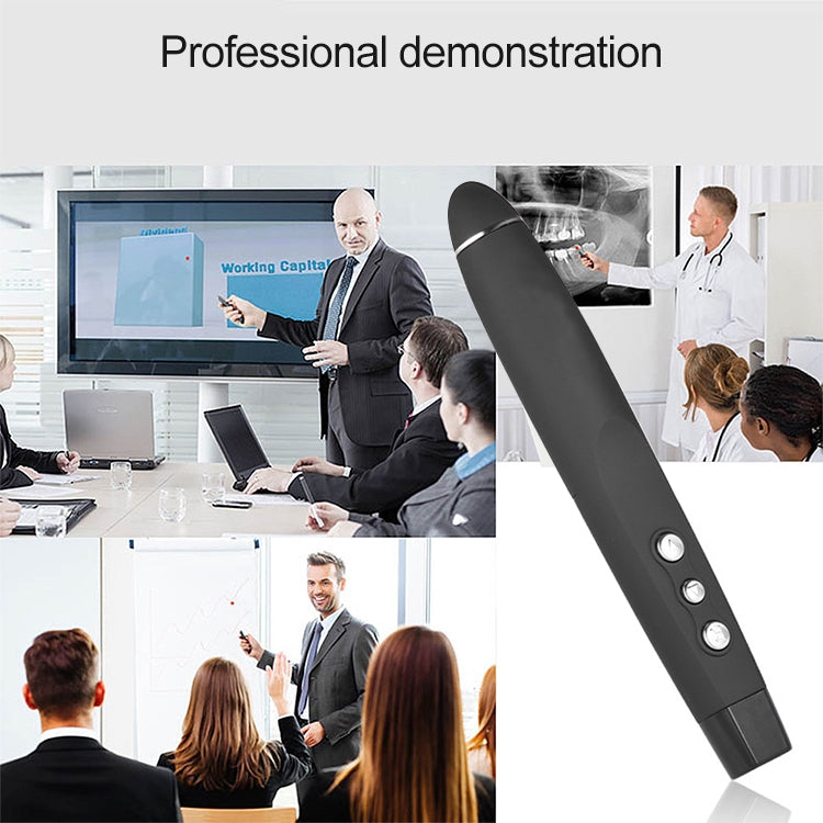 Stylo tournant de page PowerPoint laser sans fil 2,4 GHz Stylo de projection de présentation multimédia sans fil avec récepteur USB, distance de la télécommande: 30 m, 30m