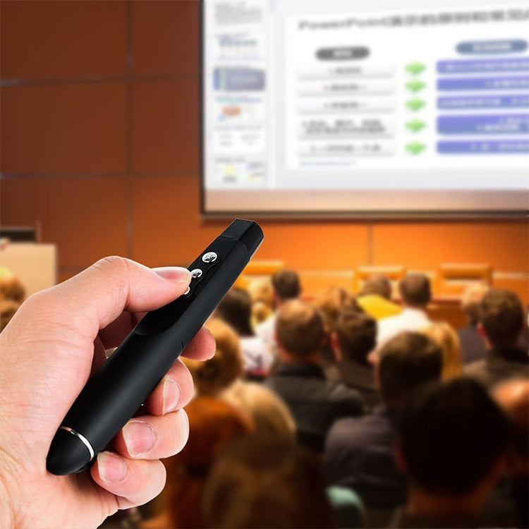 Stylo tournant de page PowerPoint laser sans fil 2,4 GHz Stylo de projection de présentation multimédia sans fil avec récepteur USB, distance de la télécommande: 30 m, 30m