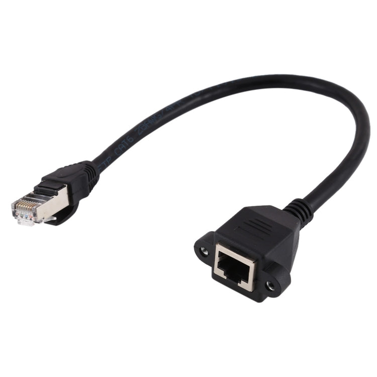 RJ45 Female to Male CAT5 Network Panel Mount Screw Locking Extension Cable, Length: 0.3m, 0.3m