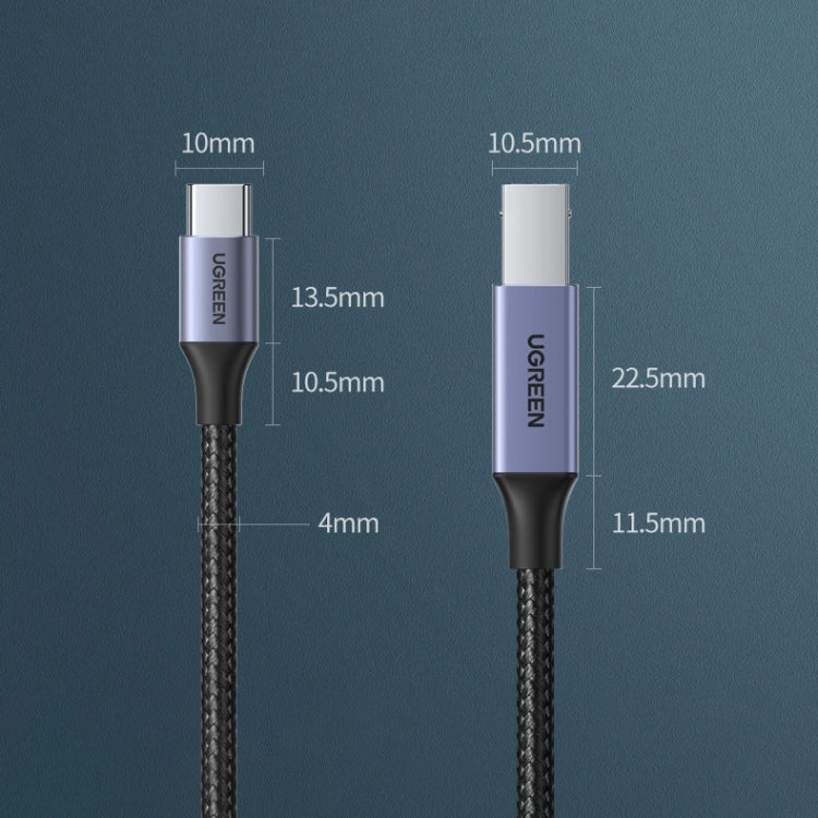 1.5m Braided Nylon USB-C to Type-B Printer Cable