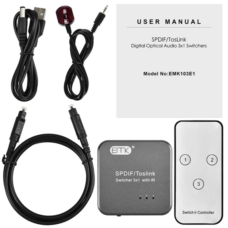 Commutateur audio optique numérique pour PC - 3x1 IR