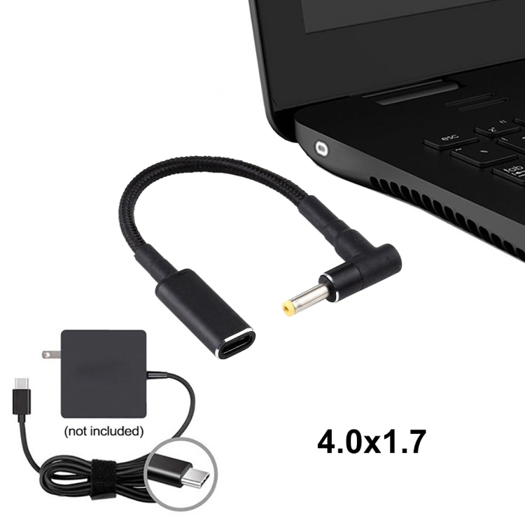 Câble nylon adaptateur coudé 4,0 x 1,7 mm vers USB-C gaming