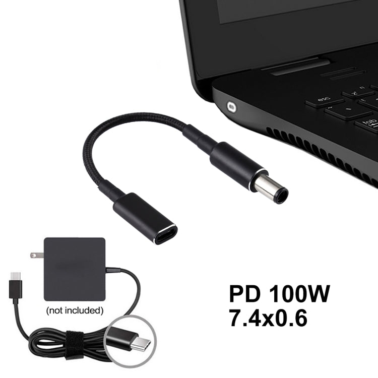 Câble nylon USB-C 100W pour PC Gaming HP 7,4 x 0,6 mm