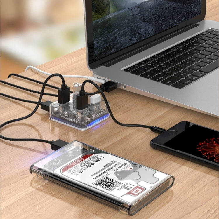 ORICO MH4U-100 Transparent USB 3.0 Desktop HUB with 100cm Micro USB Cable, MH4U-100