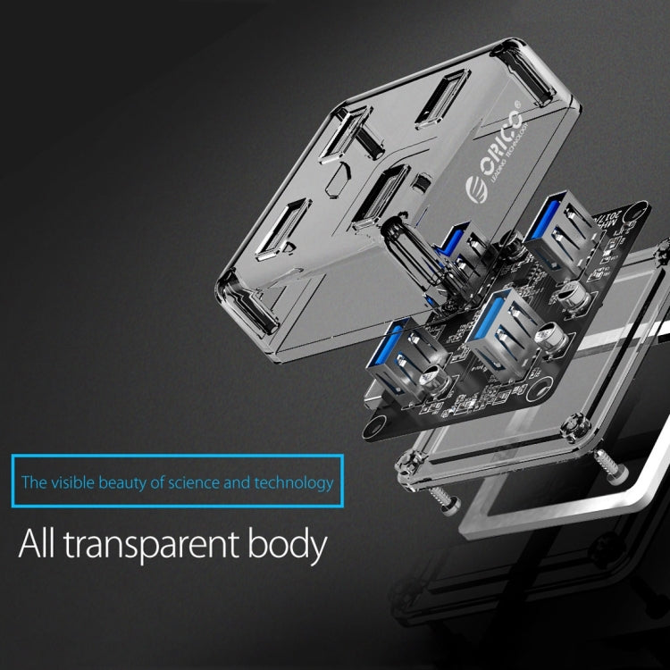 ORICO MH4U-100 Transparent USB 3.0 Desktop HUB with 100cm Micro USB Cable, MH4U-100
