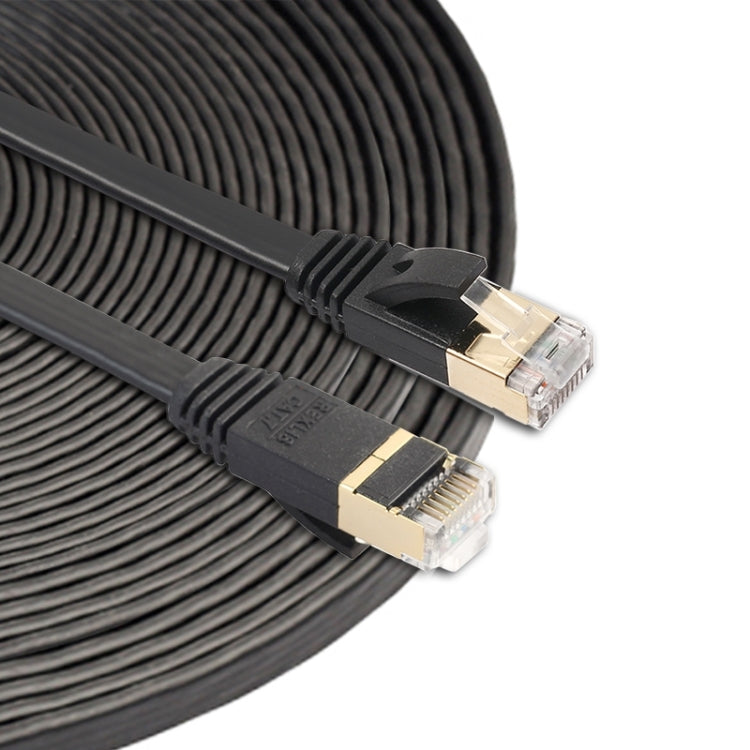 CAT7 Ultra Flat 10 Gigabit Ethernet Patch Cable, 15m, for LAN Network Router Modem, Built with Shielded RJ45 Connectors, Length: 15m