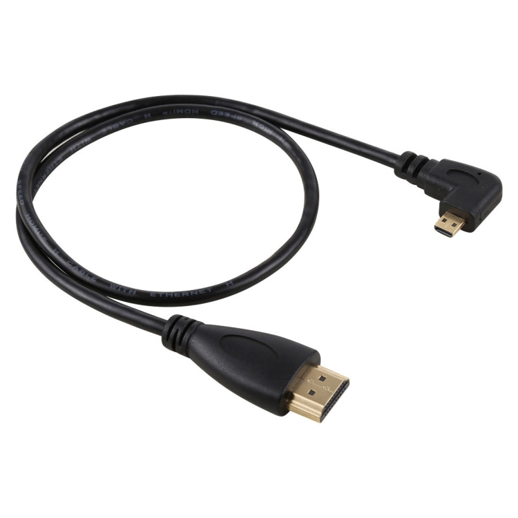 Câble adaptateur de connecteur plaqué or, 50cm, 4K HDMI mâle vers Micro HDMI, angle gauche mâle, 50cm Left