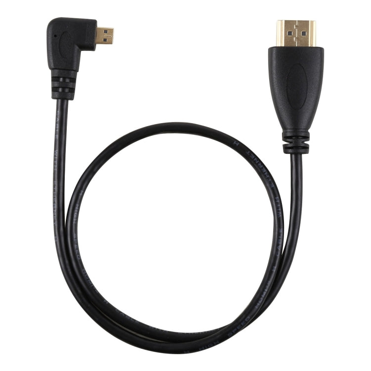 Câble adaptateur de connecteur plaqué or, 50cm, 4K HDMI mâle vers Micro HDMI, angle gauche mâle, 50cm Left