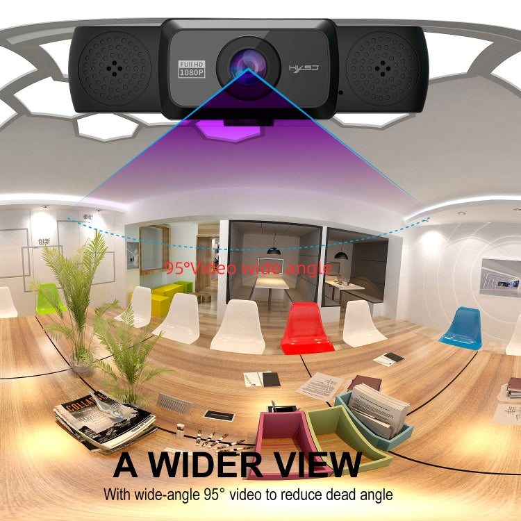 Webcam Gaming HXSJ S5 HD 1080P avec Microphone Réglable