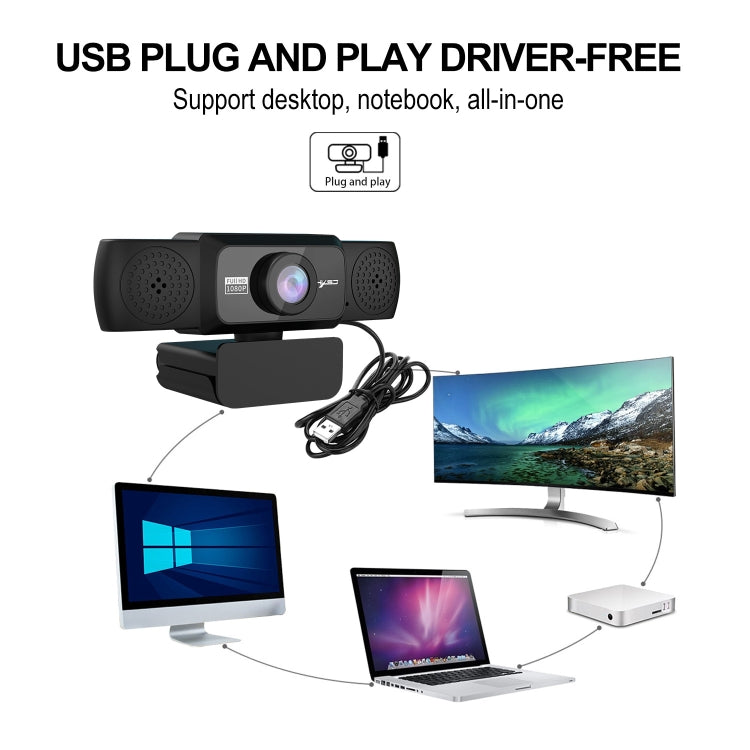 Webcam Gaming HXSJ S5 HD 1080P avec Microphone Réglable