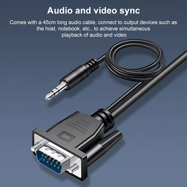 Convertisseur HDCO-VGAM2 1080P VGA mâle vers HDMI femelle avec câble audio 3,5 mm, HDCO-VGAM2