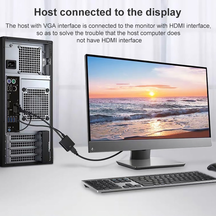 Convertisseur HDCO-VGAM2 1080P VGA mâle vers HDMI femelle avec câble audio 3,5 mm, HDCO-VGAM2