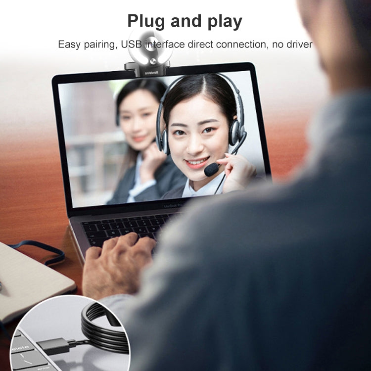 Caméra HD 2K pour PC avec anneau lumineux et autofocus