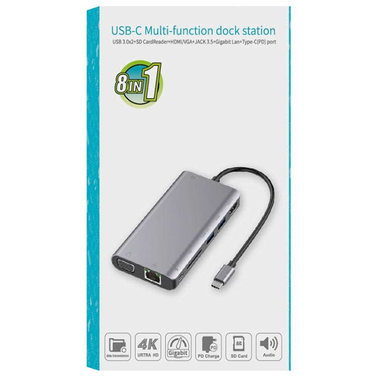 HUB USB-C 8 en 1 pour PC : Charge, HDMI, Ethernet et plus