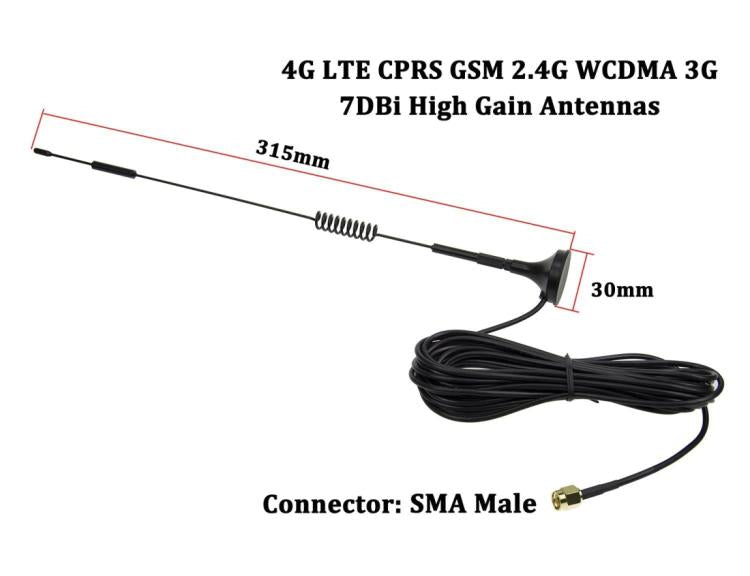 Connecteur mâle SMA 7dBi à Gain élevé 4G LTE CPRS GSM 2.4G WCDMA 3G, adaptateur de réception réseau d'antenne, 7dBi SMA 4G