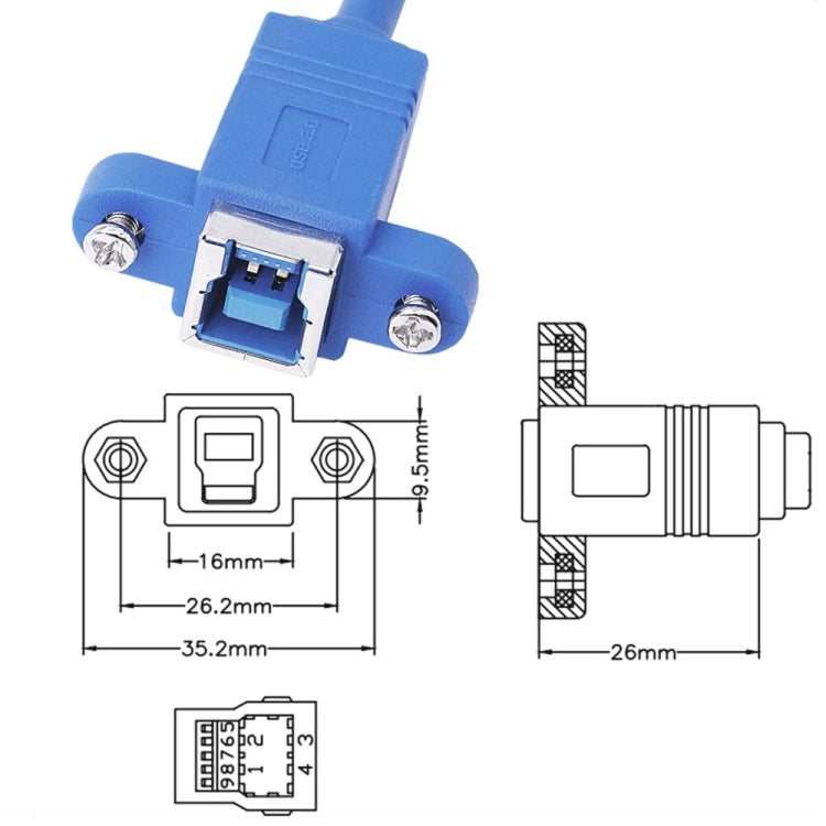 Adaptateur USB 3.0 B femelle vers mâle pour imprimante 50cm