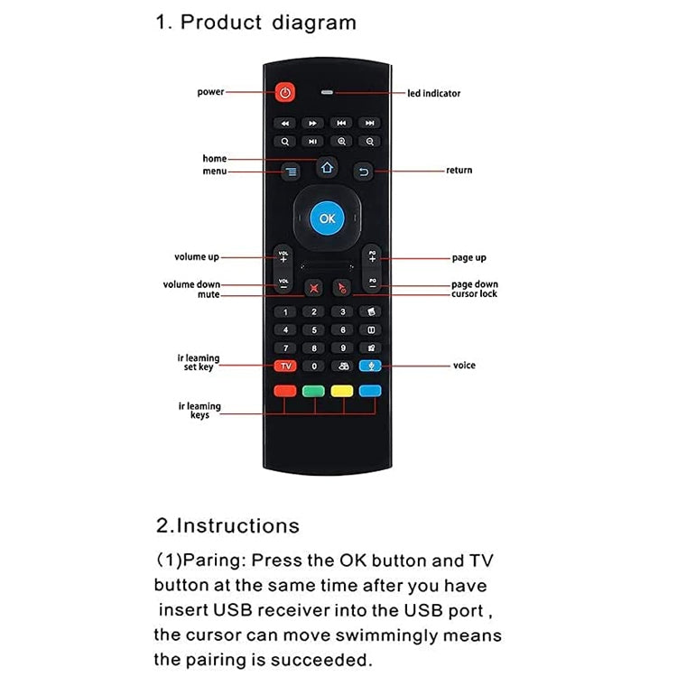 MX3-L Wireless Gaming Keyboard, Air Mouse Remote Control