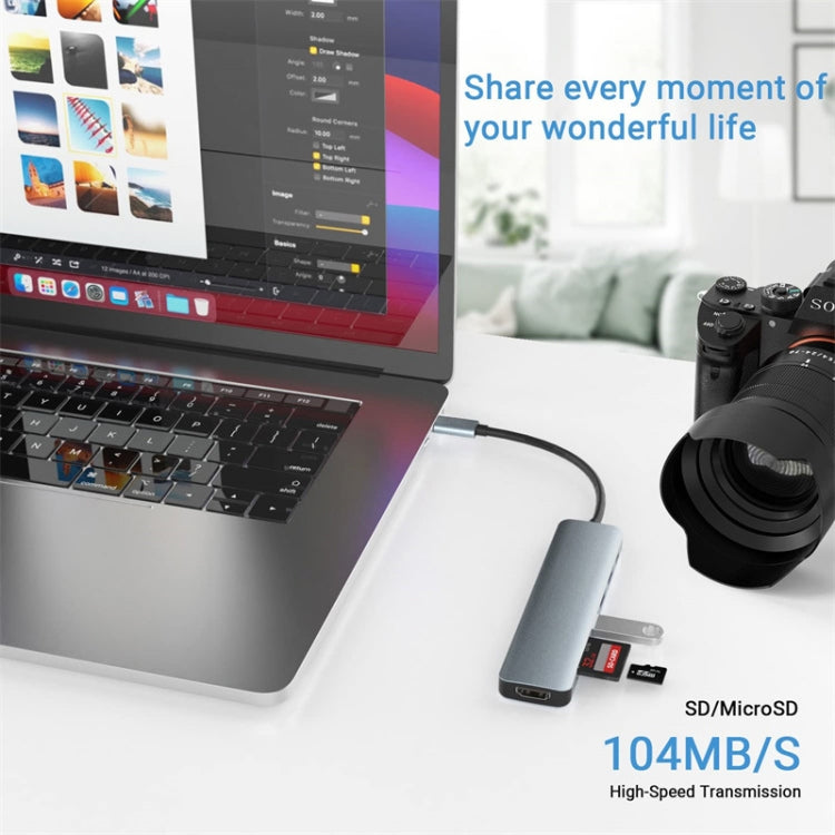 Adaptateur HUB de station d'accueil USB-C / Type-C vers USB 7 en 1, 7 in 1