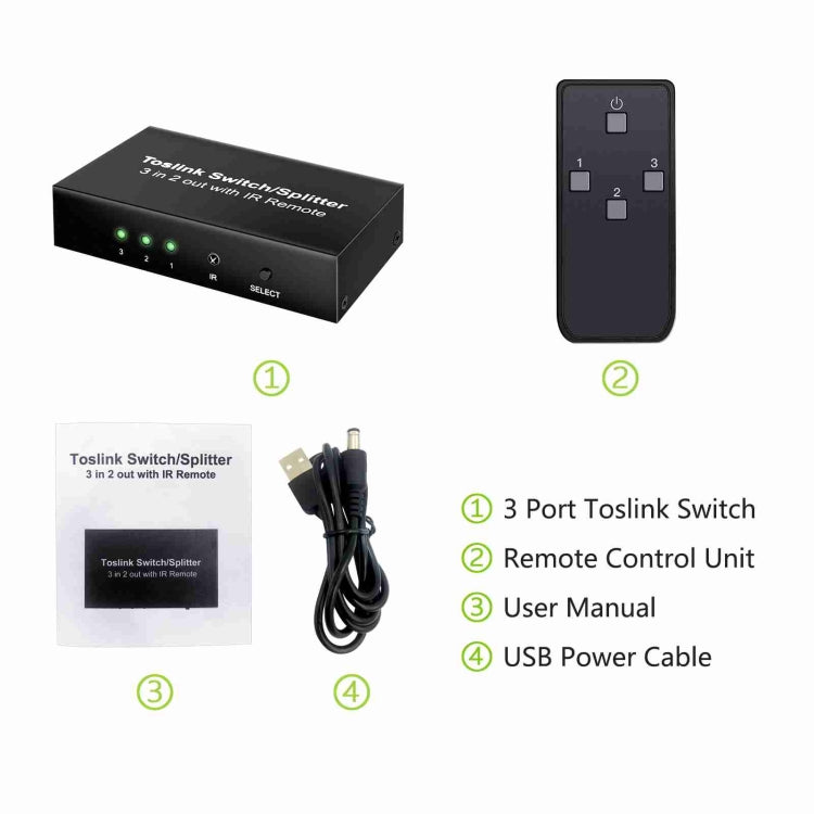 Commutateur Toslink 3 entrées 2 sorties pour PC Gaming