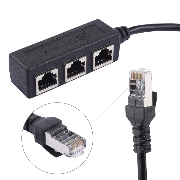RJ45 Plug Splitter Extension for Ethernet LAN Network 1 to 3 Sockets, 3-Port RJ45