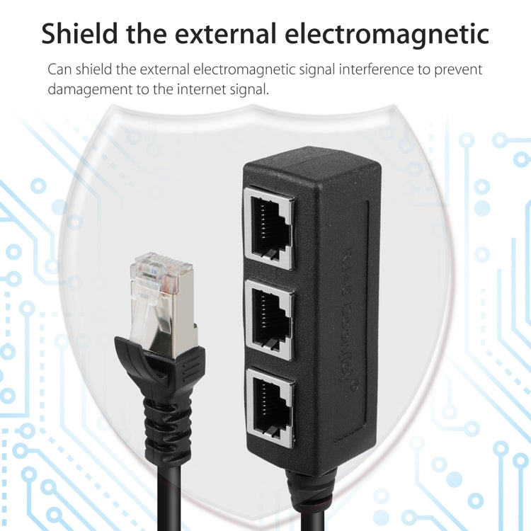 RJ45 Plug Splitter Extension for Ethernet LAN Network 1 to 3 Sockets, 3-Port RJ45
