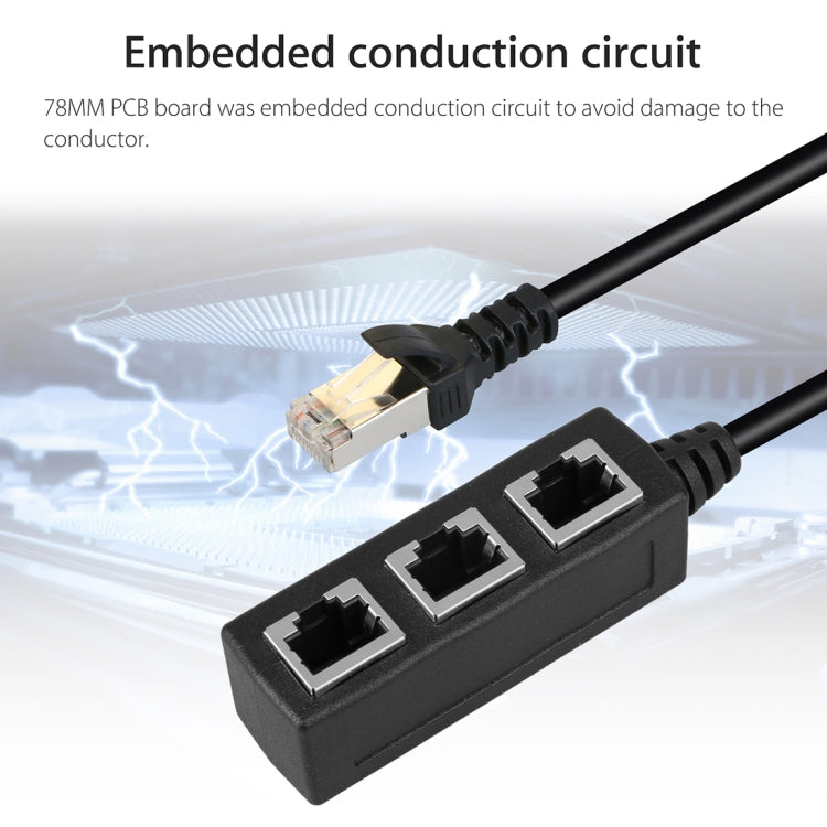 RJ45 Plug Splitter Extension for Ethernet LAN Network 1 to 3 Sockets, 3-Port RJ45