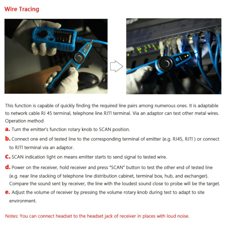 BSIDE FWT11 RJ11/RJ45 Ethernet LAN Telephone Wire Tracker Network Cable Tester Line Detector, FWT11 Line Finder