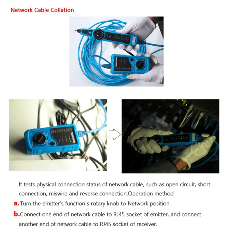 BSIDE FWT11 RJ11/RJ45 Ethernet LAN Telephone Wire Tracker Network Cable Tester Line Detector, FWT11 Line Finder