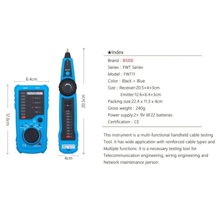 BSIDE FWT11 RJ11/RJ45 Ethernet LAN Telephone Wire Tracker Network Cable Tester Line Detector, FWT11 Line Finder
