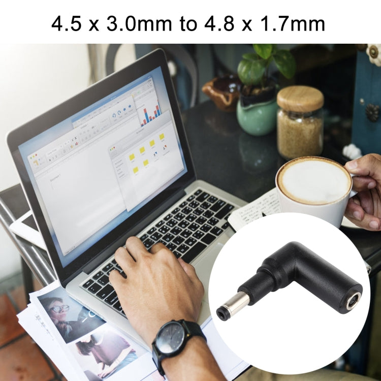 10 Pcs 4.5x3.0mm Female to 4.8x1.7mm Male Angled Adapter Connector, 4.5x3.0mm to 4.8x1.7mm