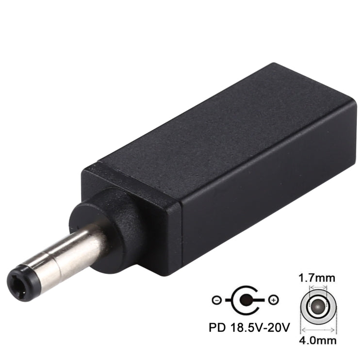 Connecteur adaptateur mâle PD 18,5 V-20 V 4,0 x 1,7 mm., 4.0x1.7mm