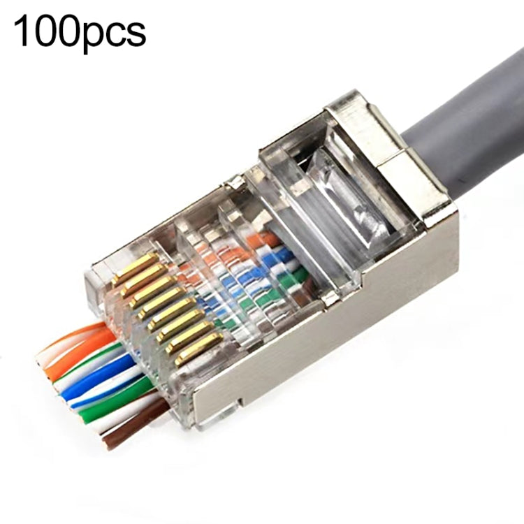 Connecteur RJ45 blindé Cat5e, 100 pièces, prise modulaire, Cat5e Shielded Pass Through