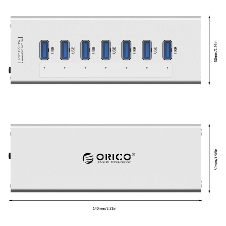 HUB USB 3.0 7 Ports Aluminium pour PC - Accessoire Gaming
