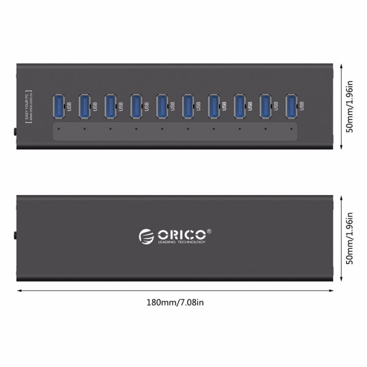 Hub USB 3.0 Aluminium 10 Ports pour PC - Accessoire Gaming