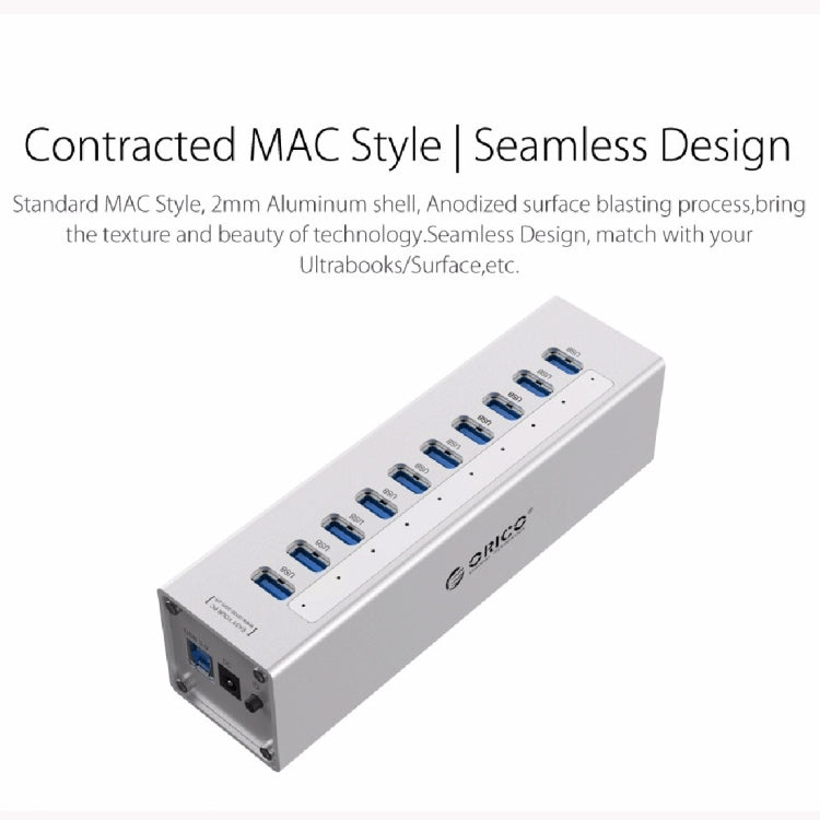 Hub USB 3.0 Aluminium 10 Ports pour PC - Accessoire Gaming