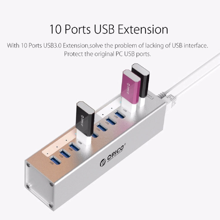 Hub USB 3.0 Aluminium 10 Ports pour PC - Accessoire Gaming