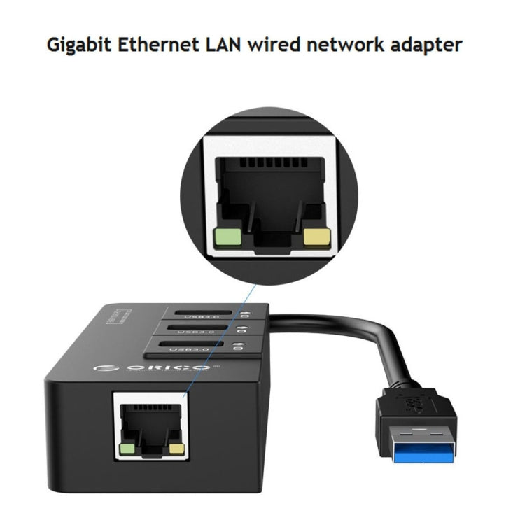 HUB USB 3.0 ORICO HR01-U3 avec RJ45 pour PC et gaming
