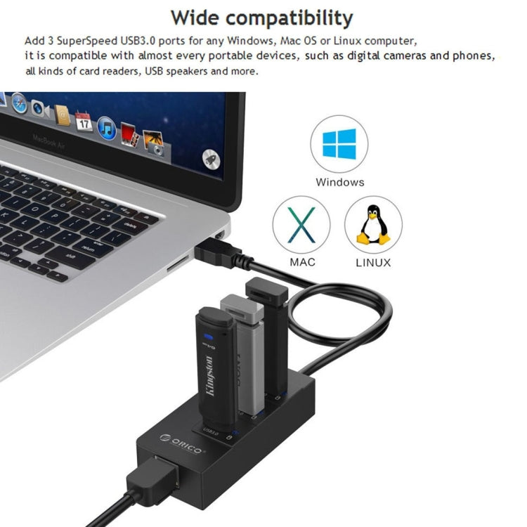 HUB USB 3.0 ORICO HR01-U3 avec RJ45 pour PC et gaming