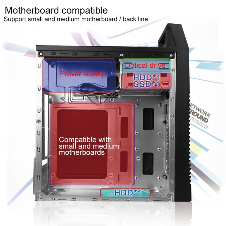 Boîtier PC Business Road 3 M-ATX/ATX pour Gaming 353x160mm