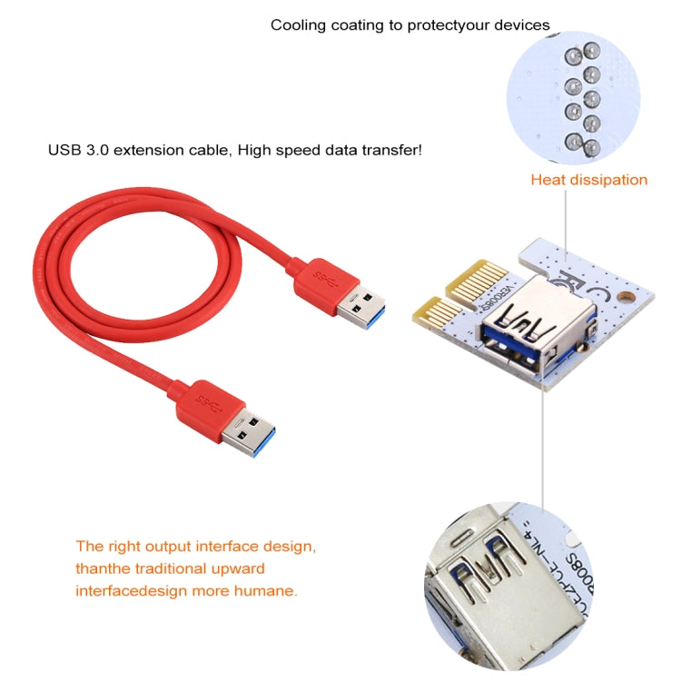 Adaptateur Riser PCI-E 1x à 16x USB 3.0 pour Gaming PC