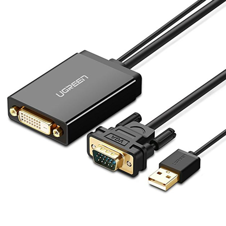 UGREEN MM119 Full HD VGA to DVI (24+1) Male to Female Adapter Cable 1080P for Computer, PC, Laptop, HDTV, Projector, DVD Graphics Card and Other VGA/DVI Enabled Devices, Cable Length: 50cm
