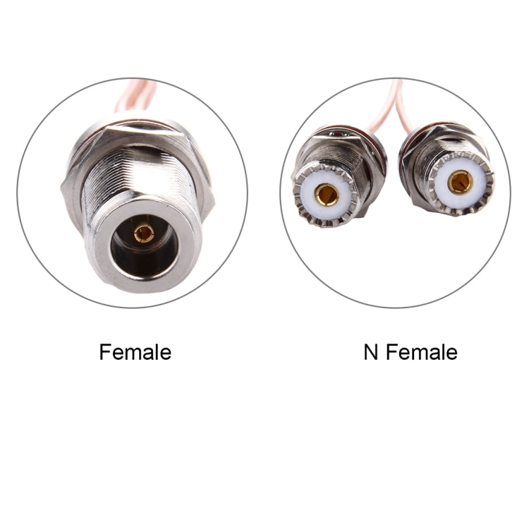 Câble N femelle 20 cm avec anneau étanche vers 2 x UHF femelle avec anneau étanche RG316, 20cm N Female to 2xUHF Female