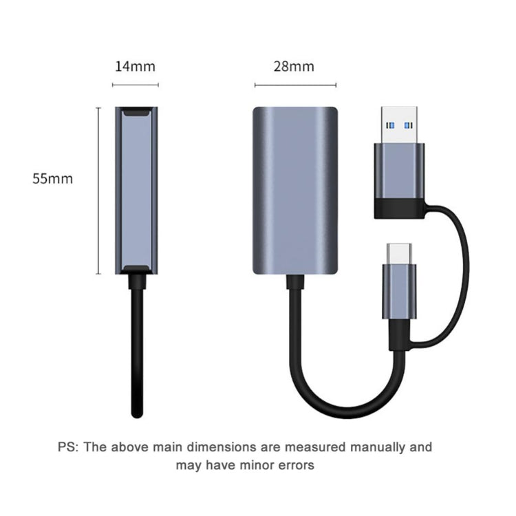 Adaptateur USB-C vers RJ45 2 en 1 pour PC Gaming