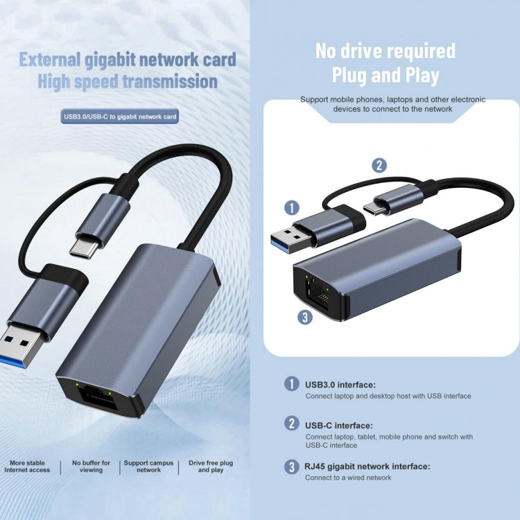 Adaptateur USB-C vers RJ45 2 en 1 pour PC Gaming